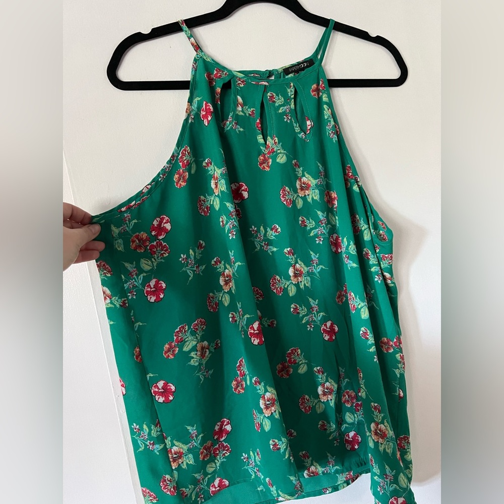 Papermoon green floral boho tank top